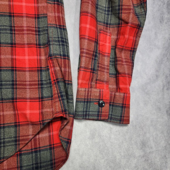 Bonobos Red Gray Plaid Flannel Slim Fit Long Sleeve Button Up Shirt Mens Medium - Picture 9 of 16
